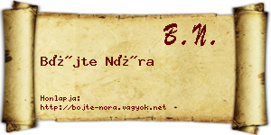 Böjte Nóra névjegykártya